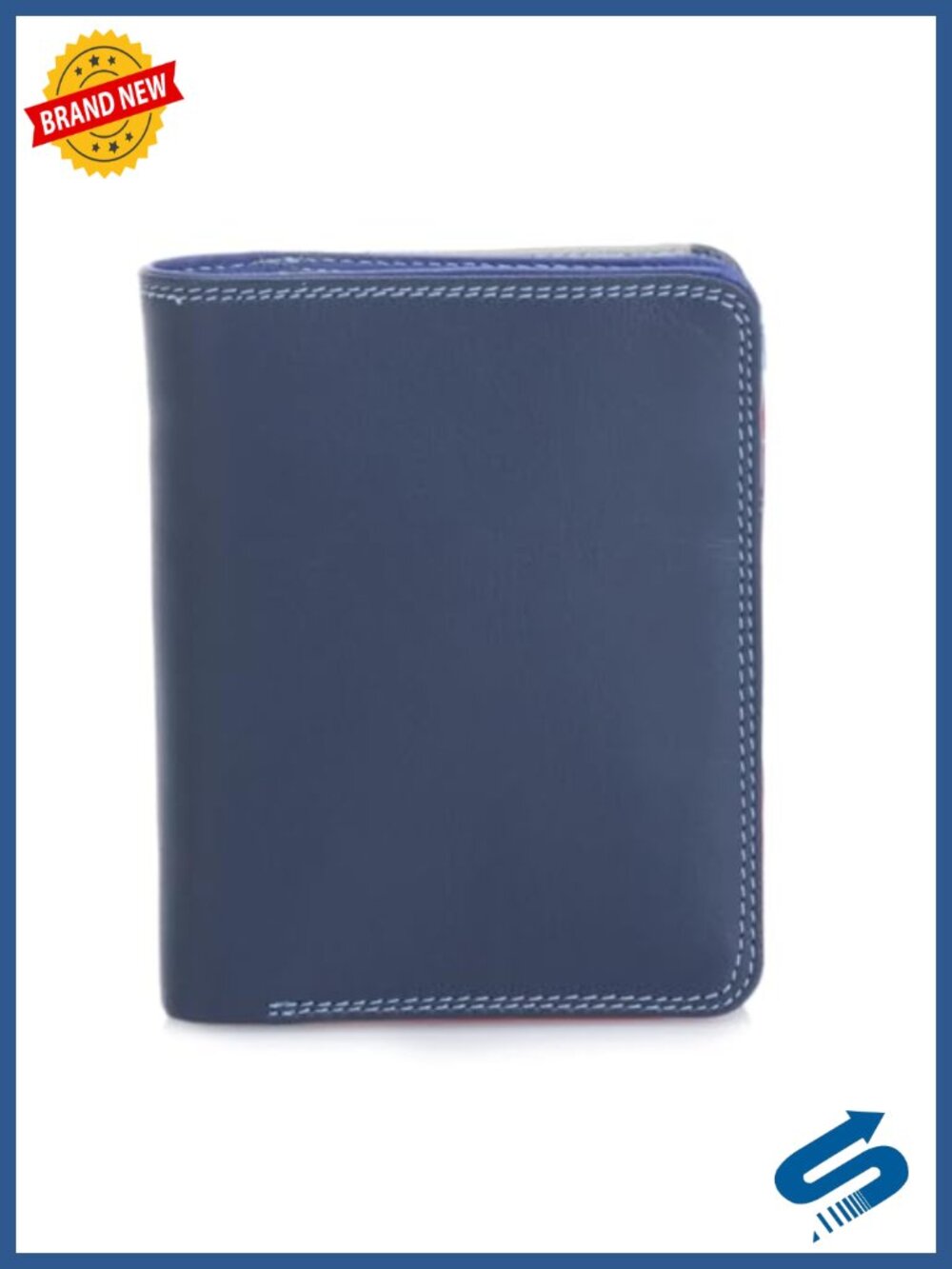 Medium Leather Zip Wallet with 3 Card Slots, ID Window & Coin Pocket